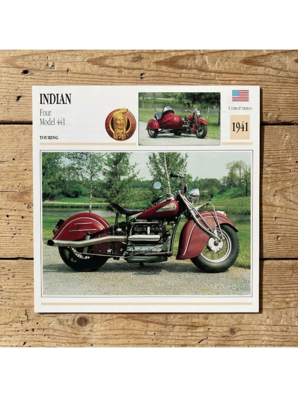 Indian Four Model 441 1941 United States Touring Atlas Edito-Service SA Card
